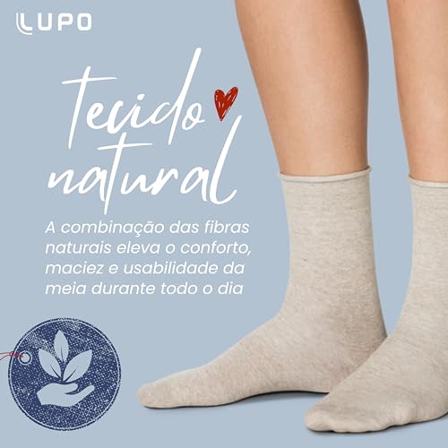 Kit 5 Pares Meias Lupo Sem Punho Meias Sem Punho Para Melhor Circulação, 1 Marinho - 1 Mescla Jeans