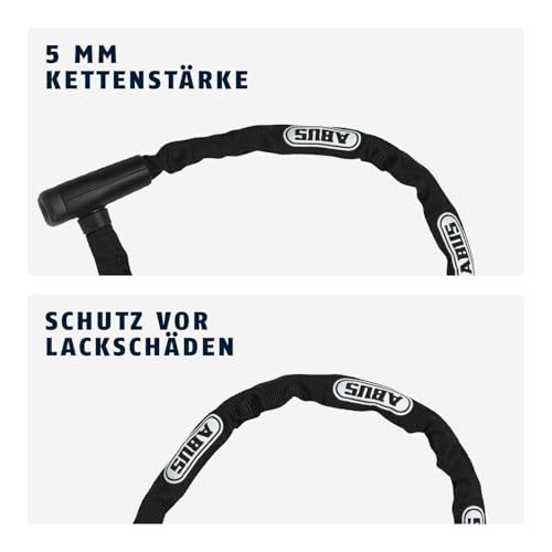 ABUS Kettenschloss Steel-O-Chain 5805K – Fahrradschloss aus Stahl – ABUS-Sicherheitslevel 5 – 75 cm – Schwarz