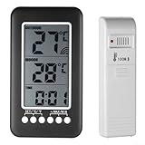 Termometro e orologio senza fili con monitoraggio a doppio canale per valori di temperatura interna ed esterna