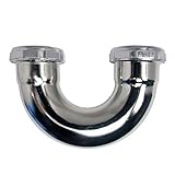 EZ-Fluid 1-1/2' Extra Low Profile Sink Trap J Bend Heavy Duty 17GA Brass Tubular Low Inlet U Shape...