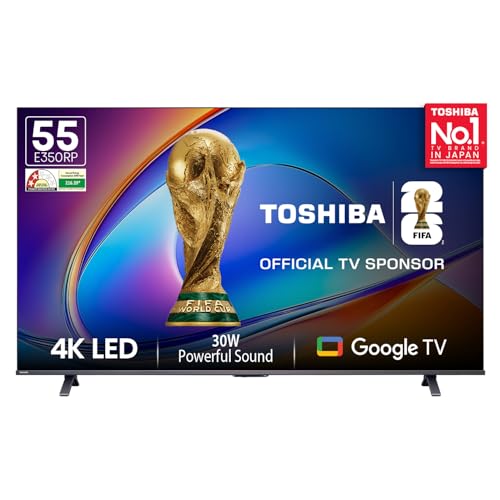 Image of Toshiba 139 cm (55 Inches) 4K Ultra HD Smart LED Google TV | Dolby Atmos, HDR10 | 30W Powerful Speakers | AI 4K Upscaling | Super Bright Panel | Google Assistant | Voice Control | 55E350RP (Black)