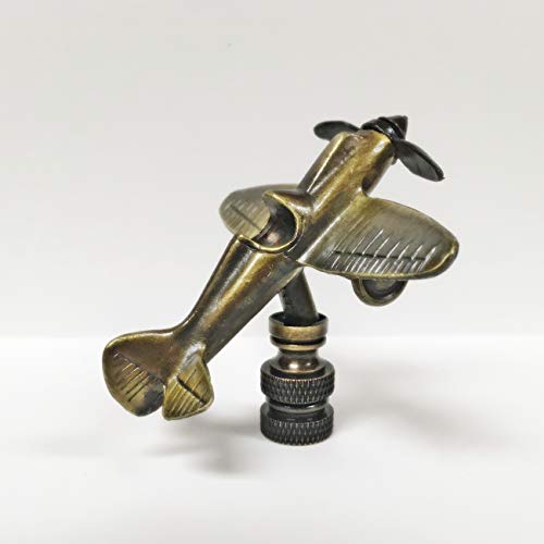 Image of Lamp Finial-Airplane-Aged Brass Finish, Highly Detailed Metal Casting