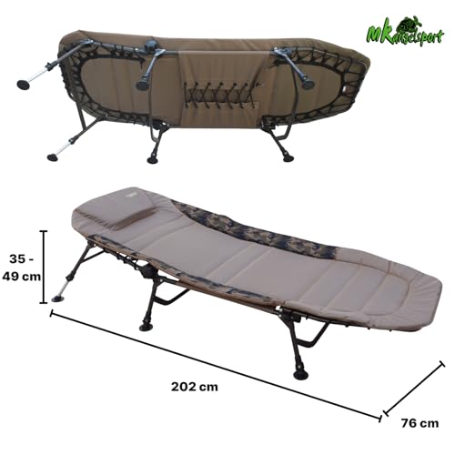 Foto von MK Sonnenliege Angelliege Campingliege verstellbar klappbar belastbar bis 150 kg Pro Karpfenliege Bedchair Liege Gartenliege