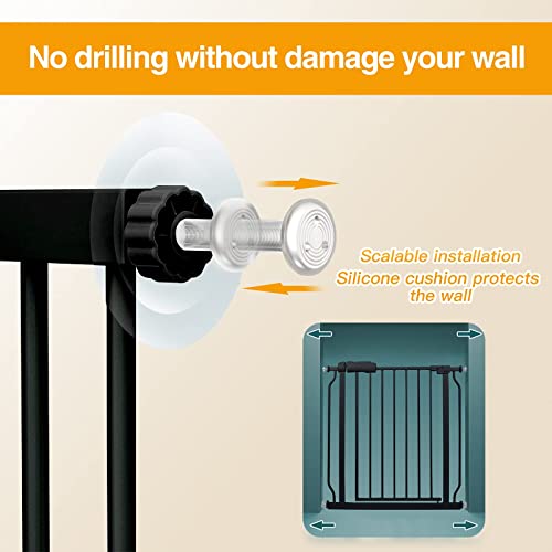 Belabb Extra Wide Baby Gate Tension Indoor Safety Gates Black Metal Large Pet Gate Pressure Mounted Walk Through Long Dog Gate For The House Doorways Stairs (76.3 Inch-81.2 Inch/194Cm-206Cm, Black) #TOP3