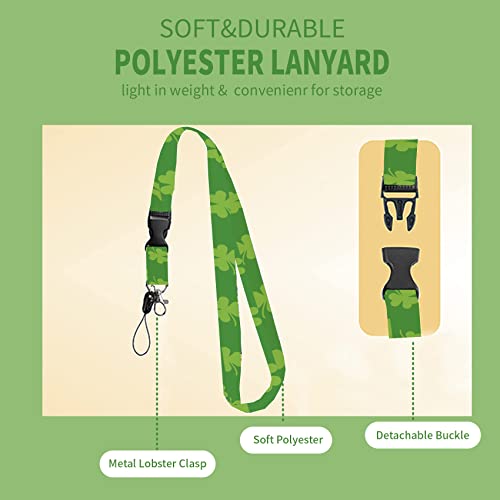 St Patrick's Day Clovers Badge Holder, Shamrock Saint Patrick's Day Print Lanyard Reel Clip, Clovers Hat Golden Coins Lucky Irish Holiday Party Id Badge Holder With Detachable Neck Lanyard Strap Green #TOP1
