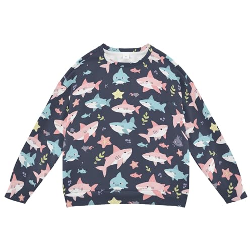 JUNZAN Cute Cartoon Sharks Stars Kids Girls Hooded Sweatshirt Long Sleeve Kids Hoodies Boys Party 4T