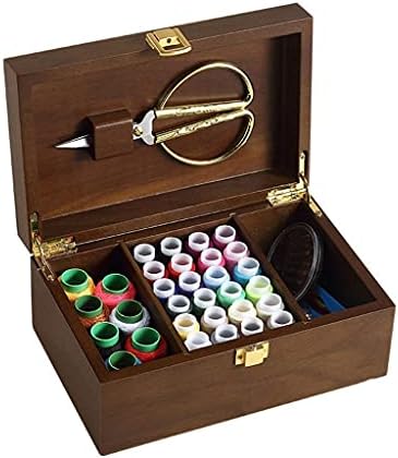 TJLSS Solid Needle Wire Storage Box Household Portable Needle Box Retro Needle Wire Package Wood Multi-Function
