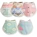 TODOGI Bavaglini Bandana Neonato, Bambino e Bambina, Double Face, Set 5, Allattamento Dentizione, 6 Strati Assorbenti e Morbidi, Cotone Biologico, Girl