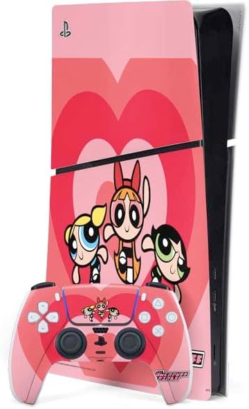 Skinit Decal Gaming Skin Compatible with PS5 Slim Digital Edition Bundle - Officially Licensed Cartoon Network Powerpuff Girls Buttercup Green Hearts Design