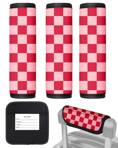 Slohif Luggage Handle Wrap 3Pcs Suitcase Identifier - Bag Strap Cover For Bogg Travel Accessories Easy Identification Bright Marker Sleeve Grips Comfort Neoprene Concealed Tag For Airport, Checkered
