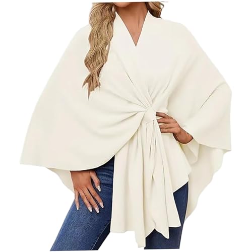 Chales y ponchos para mujer con acabados de alta costura y textura suave premium blanco