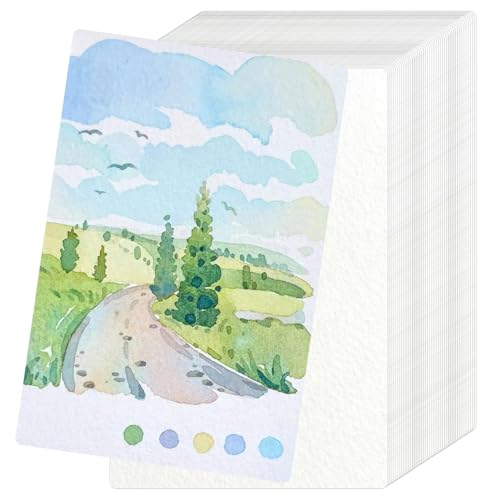 Aquarellpapier 300g/m 50 Blatt Kaltgepresst Weißes Aquarell Papier Malpapier zum Malen für Aquarell Acryl Zeichnen Malen Studenten Anfänger Künstler (18×13cm)