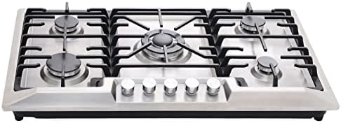 36inch Gas Cooktops, Stainless Steel 5 Burners Gas Range, NG/LPG convertible