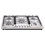 36inch Gas Cooktops, Stainless Steel 5 Burners Gas Range, NG/LPG convertible