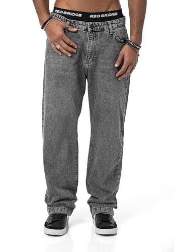 Redbridge Jean baggy - Pantalon large en denim au look années 90 - Jean décontracté pour les loisirs et le streetwear, gris, 32W / 32L