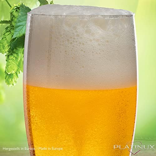 PLATINUX Szklanki do piwa 500 ml (maks. 640 ml) ze szkła zestaw 6-częściowy kufel do piwa pszenicznego wysoki kieliszek do piwa 0,5 l