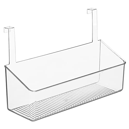 Mdesign Plastic Kitchen Over Door Storage Basket Organizers For Kitchen Organization - Hanging Back Of Door Holder Rack For Aluminum Foil, Plastic Wrap, Or Sandwich Bags, Ligne Collection, Clear #TOP6