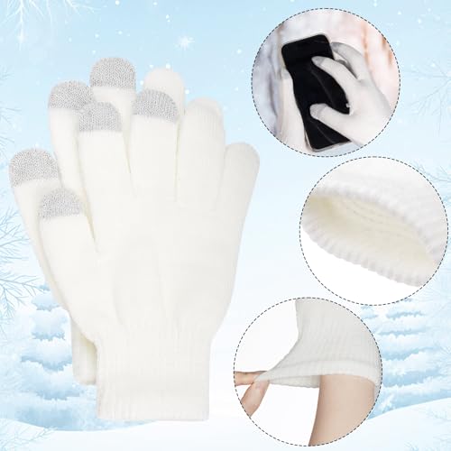 Image of Pistha 24 Pairs Winter Gloves Touch Magic Screen Gloves Stretchy Knit Cotton Gloves Bulk For Men Women Homeless Cold Weather
