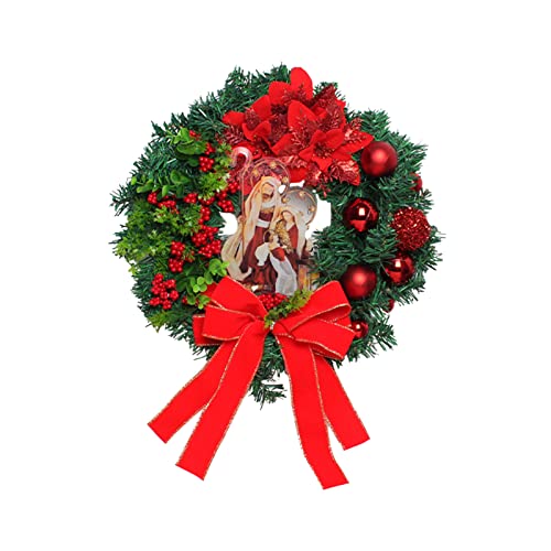 LIBOOI Corona de puerta de Navidad, corona de Navidad artificial, guirnalda de bolas artificiales, corona de Navidad para puerta delantera Cover