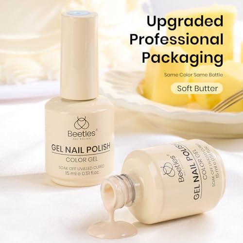Image of Beetles Yellow Gel Nail Polish - 15ML /0.51Fl Oz., Soft Butter Yellow Gel Polish, Color-Matched Bottle, Soak-Off UV LED, Long-Lasting Holiday & Summer Nails Art for DIY Beginners & Salon Pros