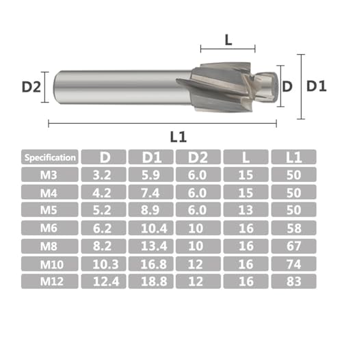 Image of Countersunk Screwdriver Chamfering Tool HSS Countersunk Milling Cutter High Speed Steel Straight Shank Endmills 7PCS
