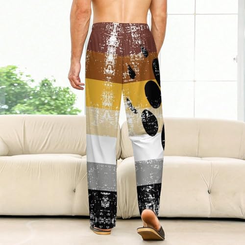 Bear Gay Pride Flag Men's And Women's Comfortable Casual Pajama Pants with Drawstring 7