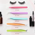 5pcs Eyelash Extension Tweezers High Precision，Straight and Curved Volume Lash Tweezers for Extensions，lash tweezers for eyelash extensions， Crafting， Girls Women Beginners - Image 4