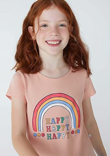 Blusa Infantil Menina Manga Curta Com Estampa Marrom Claro 010