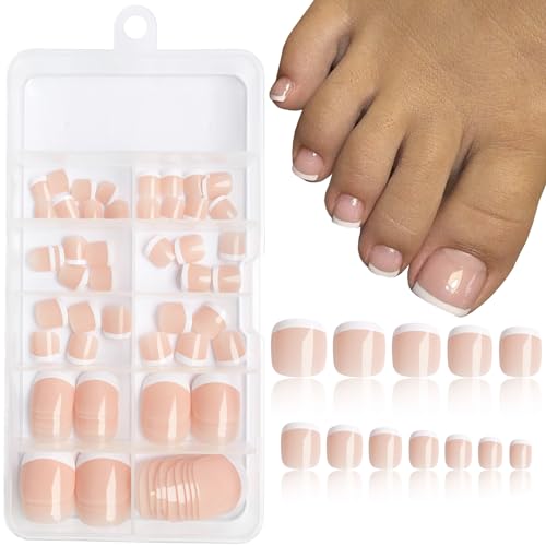 LoveOurHome 120pc French Tips Press on Toenails Nude Fake Toenails ...