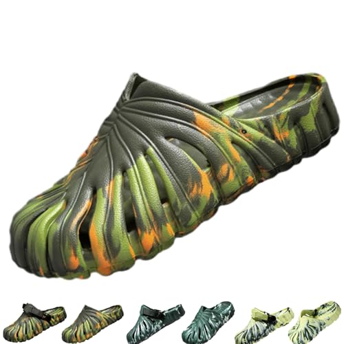 Image of Monstera Slippers, Variegated Monstera Shoes, Non-Slip Soft Lightweight Bathroom Slides Unisex