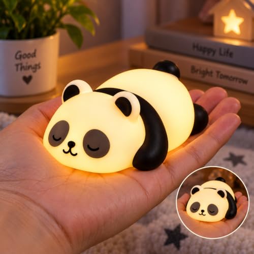 Image of Cute Sleeping Panda Night Light Lamp Battery Operated Table and Desk Decorations Gift Pandas (Sleeping Panda)