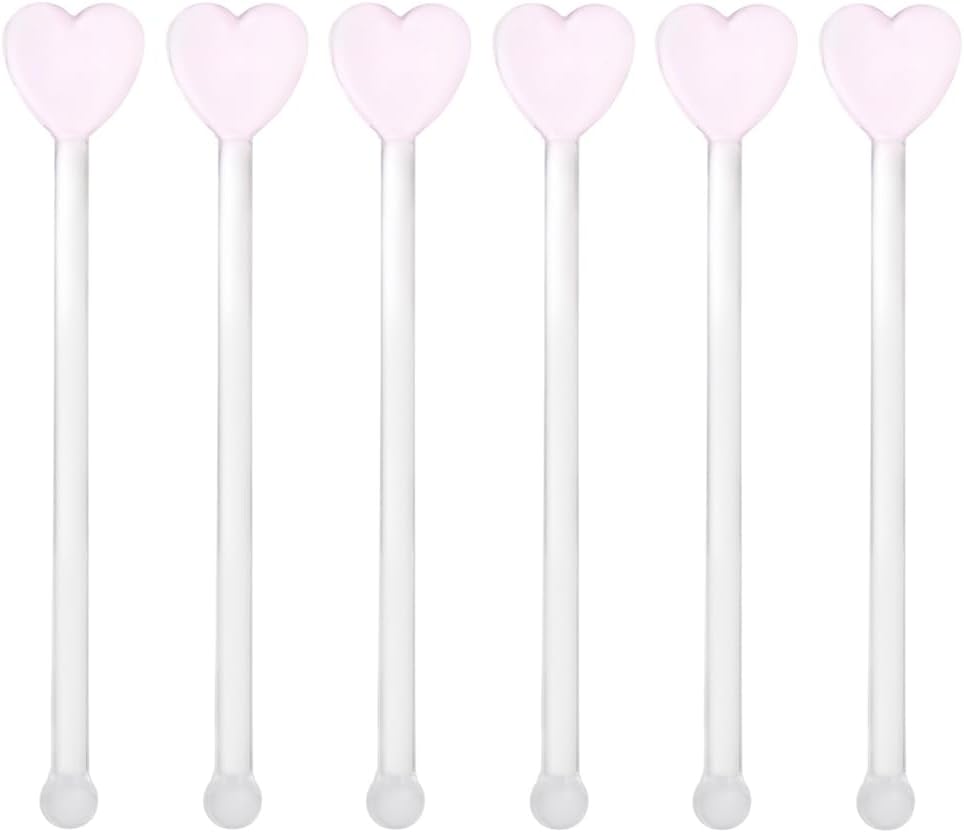 Ciieeo 6Pcs Glass Swizzle Sticks Transparent Crystal Stirring Rods 4.72 Inch Bar Tools for Cocktails Milk Tea and Beverages