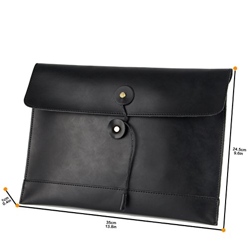 Image of men woman pu leather multifunction office documents bags A4 paper file pouch envelope bag conference, Black, 13.8 inch(L)x9.8 inch(H) x 0.2 inch(W)