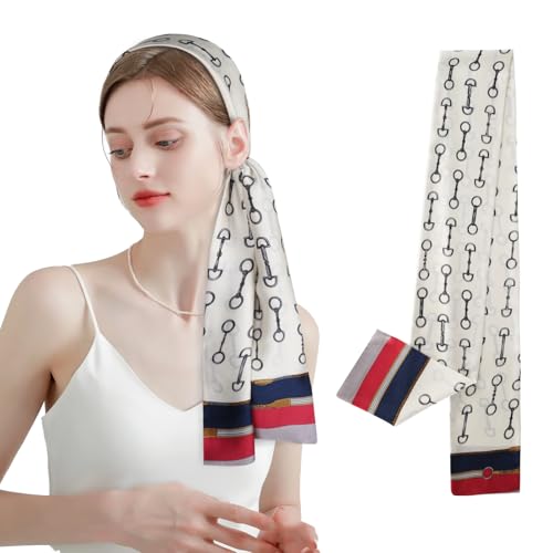 EXTREE Satin Scarf Mulberry Silk Printed Head Wrap Hair Band 7"" x 59"" A081