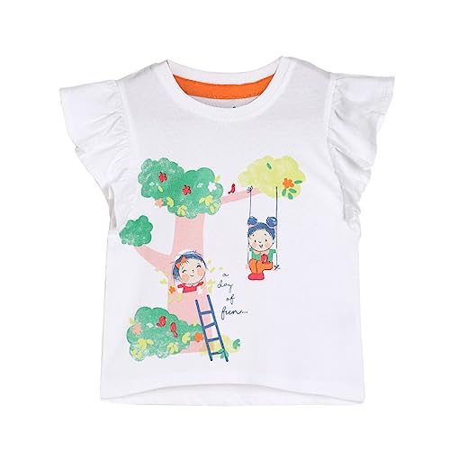 Image of miniklub Baby Strap Frill Sleeve Knitted Cotton Top (White Color)