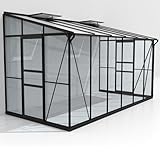 Vitavia Anlehn-Gewächshaus Osiris 7800', schwarz, 7,8 m², 3 mm ESG, 6 mm HKP | Wetterfestes &...