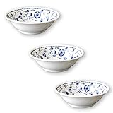 暮らしの彩り 美濃焼 ロイヤルフラワーボウル 3個セット 径14.5cm 300ml ブルー 日本製 陶磁器製 サラダボウル 軽量 電子レンジ/食洗機対応