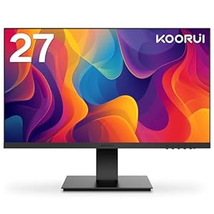 KOORUI Monitor 27 Pulgadas, 75 Hz, 1080p, 5 ms, para Colgar, sin Marco, HDMI,Inclinable, Cuidado de Los Ojos, Montaje en Pared VESA, Color Negro