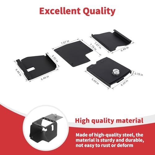 Linskip Console Valuables Safe Compatible with 2018-2024 Jeep Wrangler JL JLU 4XE & 2020-2024 Gladiator JT, for Jeep JL Security Console Insert, Console Gun Safe Vault for Jeep JL Accessories(Black) - Thumbnail 4