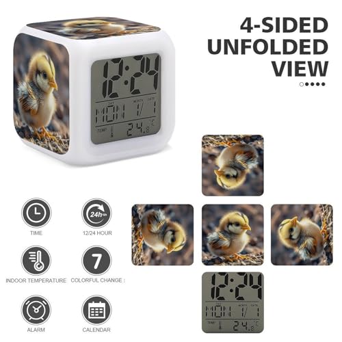 Reloj digital con 7 luces de colores cambiantes y pantalla grande para entrenamiento de sueño 4