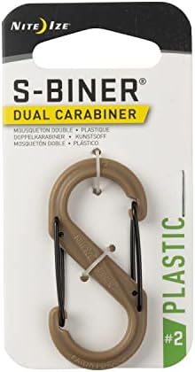 Nite Ize S-Biner Size #2 Dual Carabiner, Strong Glass-Filled Nylon Plastic, Coyote