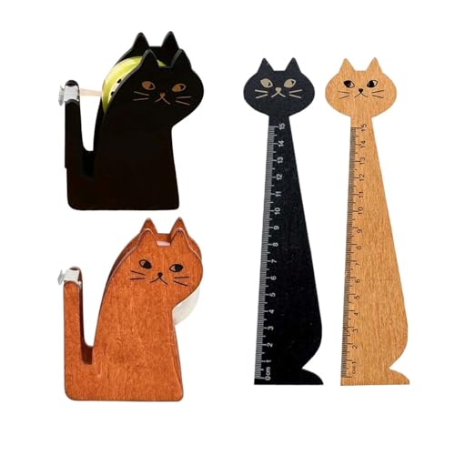 Forme De Chat Devidoir Ruban Bureau Avec Un Rouleau De Ruban Adhésif, Règle Pour Chat, Distributeur De Ruban Adhésif De Bureau, Pour La Coupe De Bandes, La Finition