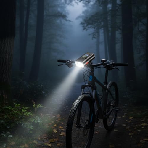 Image of USB Rechargeable LED Bike Bicycle Light with Super Bright Headlight, Waterproof Aluminum Body - Compact Black Front Light - Ideal for Night Riding, Road & Mountain Cycling