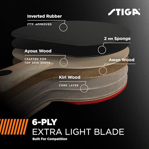 Image of STIGA Ping Pong Paddles - 2mm Tournament-Approved Sponge - Flared Handle for Enhanced Control - Competitive Table Tennis Racket for Family Fun - Multiple Styles & Performance Levels Available