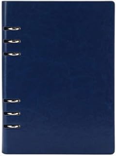 kaaka Caderno de agenda A5 com 6 anéis, capa dura de couro sintético para escritório, escrita, diário, papelaria, azul escuro