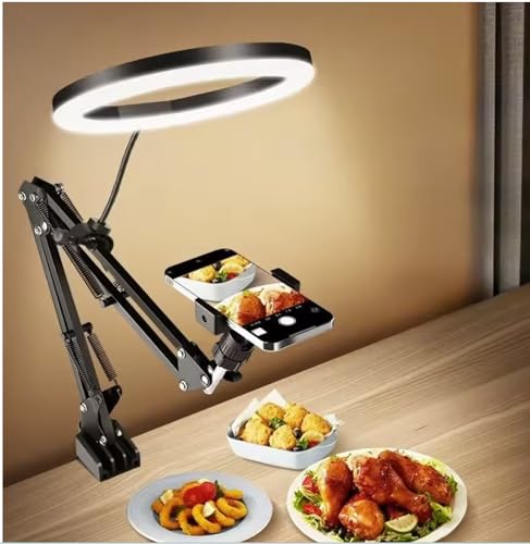 10 inch/26cm LED Ring Light with Wide-Base Desk Clamp & Phone Holder – 33 Adjustable Lighting Options, USB Powered, Extendable Alloy Arm for Makeup, TikTok, YouTube, Streaming & Selfies
