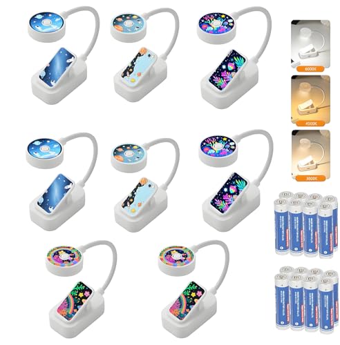 Image of 8 Pack Book Light Bulk for Reading in Bed,AAA Battery Powered, 3 Color Temperature Reading Light,Adjustable Brightness,Clip on to Book for Reading at Night,Great Gifts for Readers,
