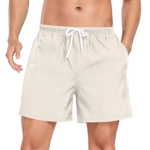 DOMIKING Mens' Swim Trunks Quick Dry Swim Shorts with Phone Pocket for Holiday Beach