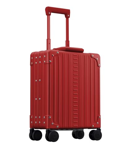 Aleon 16” Aluminum Vertical Underseat Carry-On Luggage - Luxury Business Briefcase with Wheels - Hardshell Suitcase for Airplane Travel (Ruby)