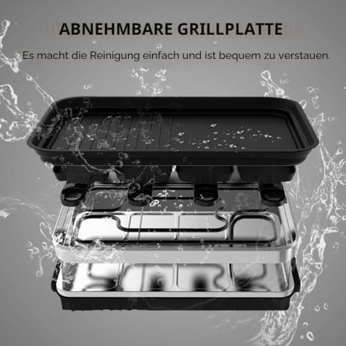 Foto von Raclette Grill mit Antihaftbeschichtet 8 Pfännchen, für 8 Personen, 4 Holzspatel, 1500W Weihnachtsgeschenke Geschenke für Männer Frauen Beste Freundin